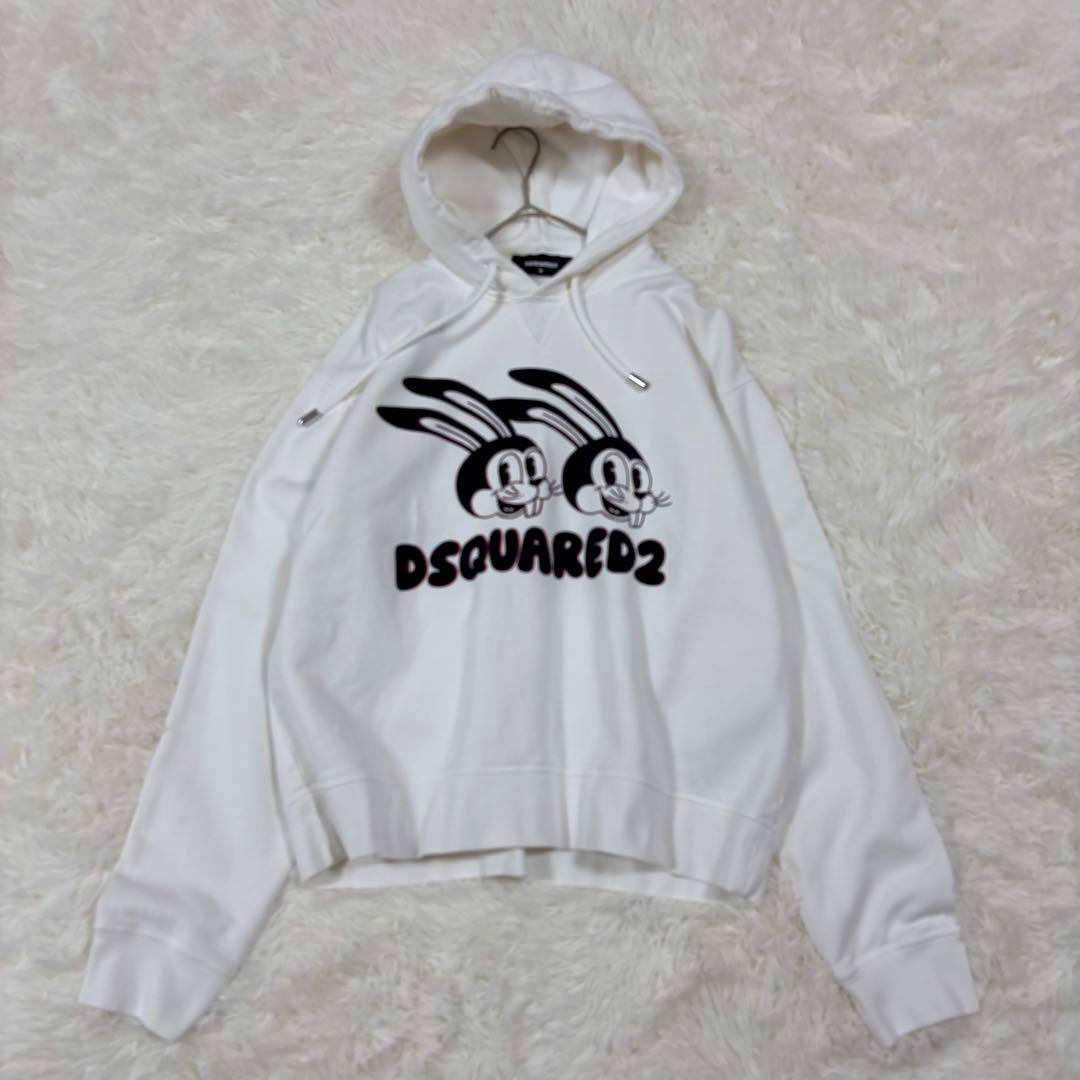 美品✨DSQUARED2 バニーロゴ プルオーバーパーカー 白 M