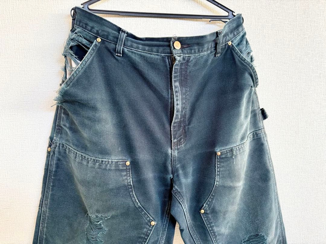 超超スペシャル 36X34 W36カーハート ダブルニー パンツ ブラック 黒