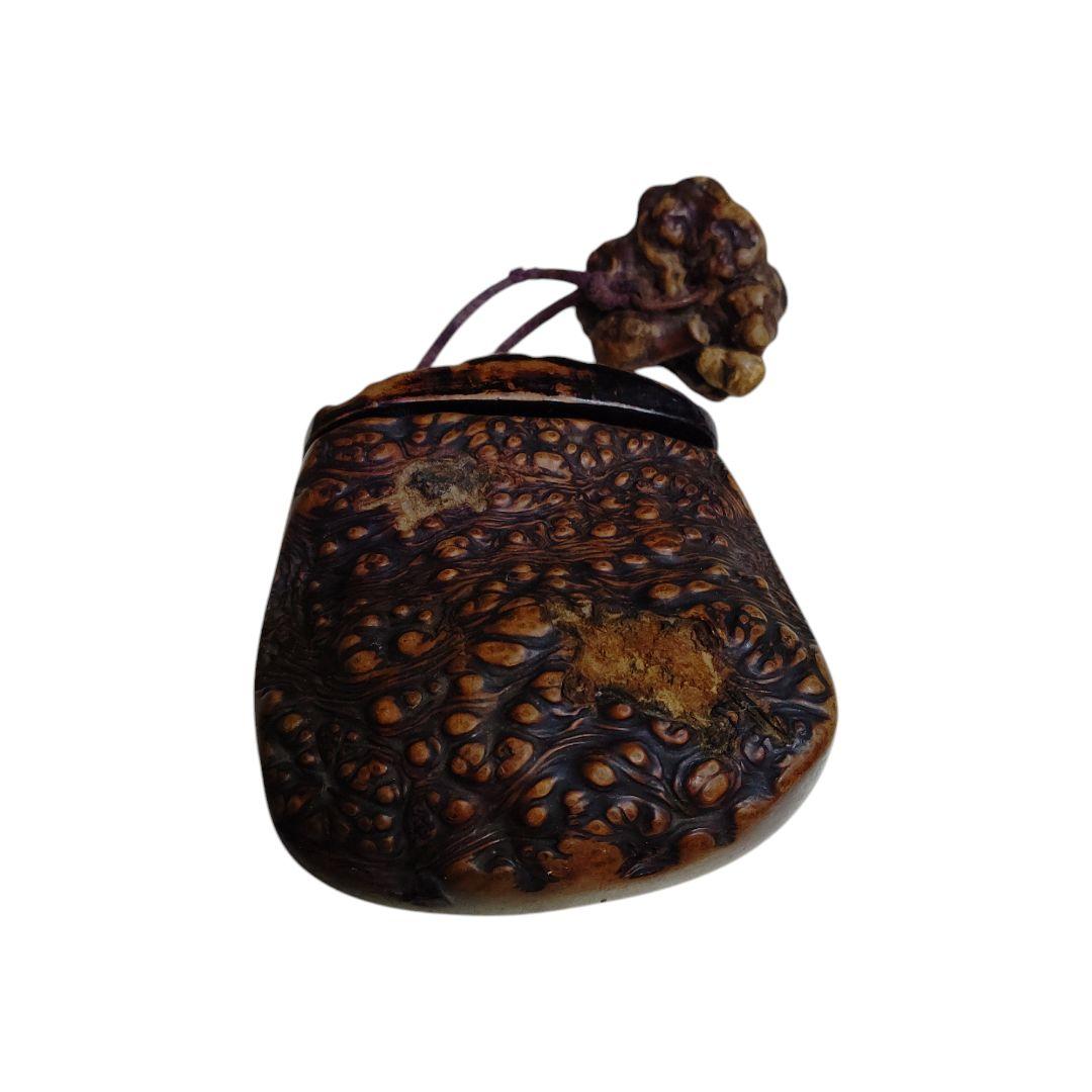 【山田】希少 とんこつ1つ提げたばこ入れ 瘤木