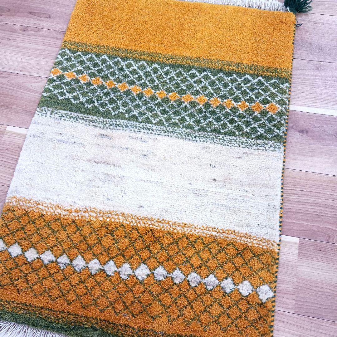 専用Y2743 イラン ギャッベ ウール絨毯 手織り 85×60㎝ マット