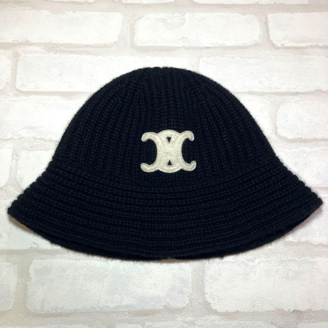 CELINE カシミヤ バケットハット ブラック　セリーヌ トリオンフ　男女兼用