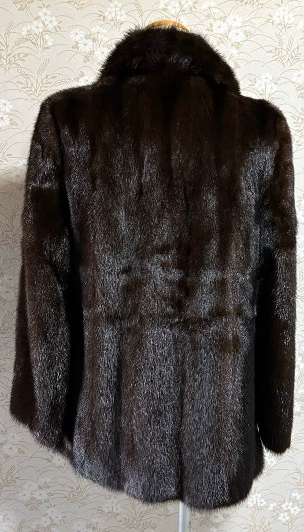 美品 ミンク　ダークブラウン ファーコート　9号