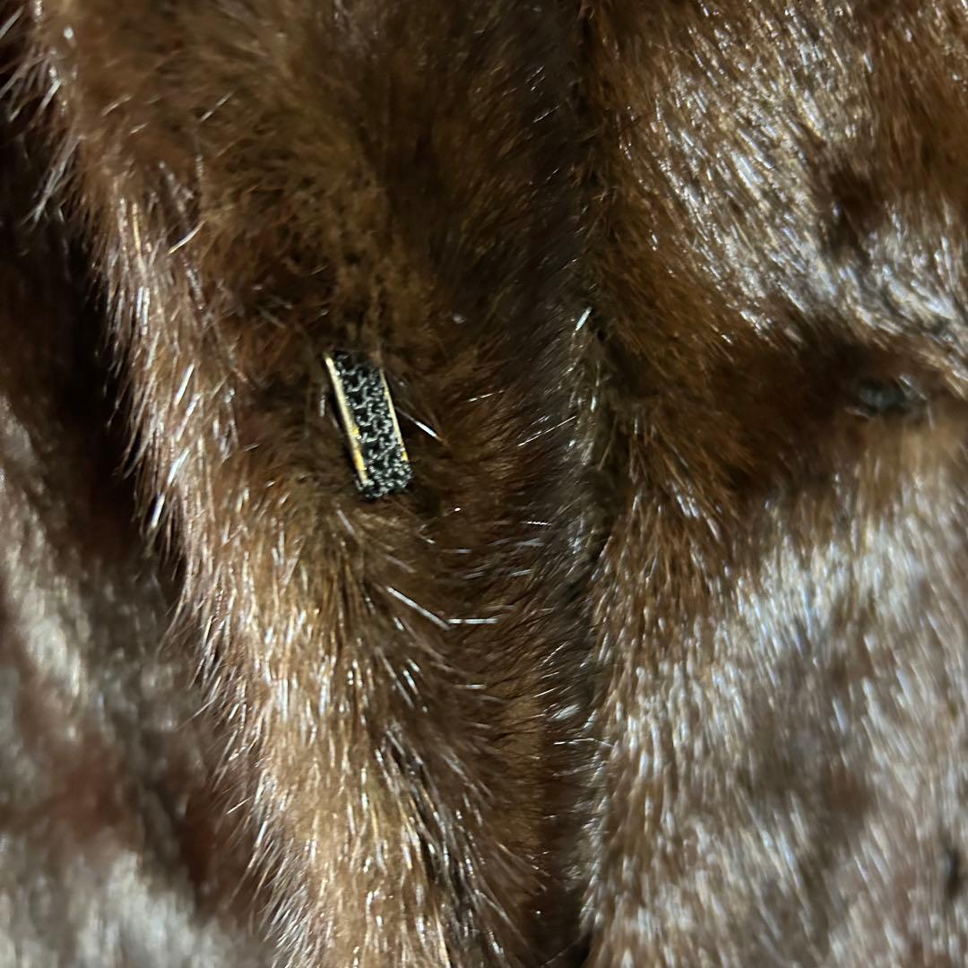 美品 ミンク　ダークブラウン ファーコート　9号