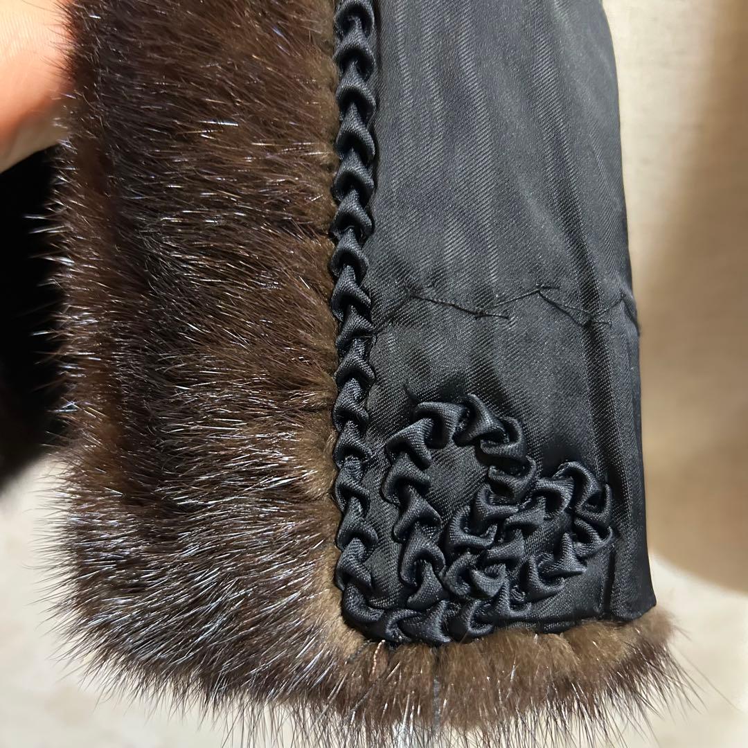 美品 ミンク　ダークブラウン ファーコート　9号