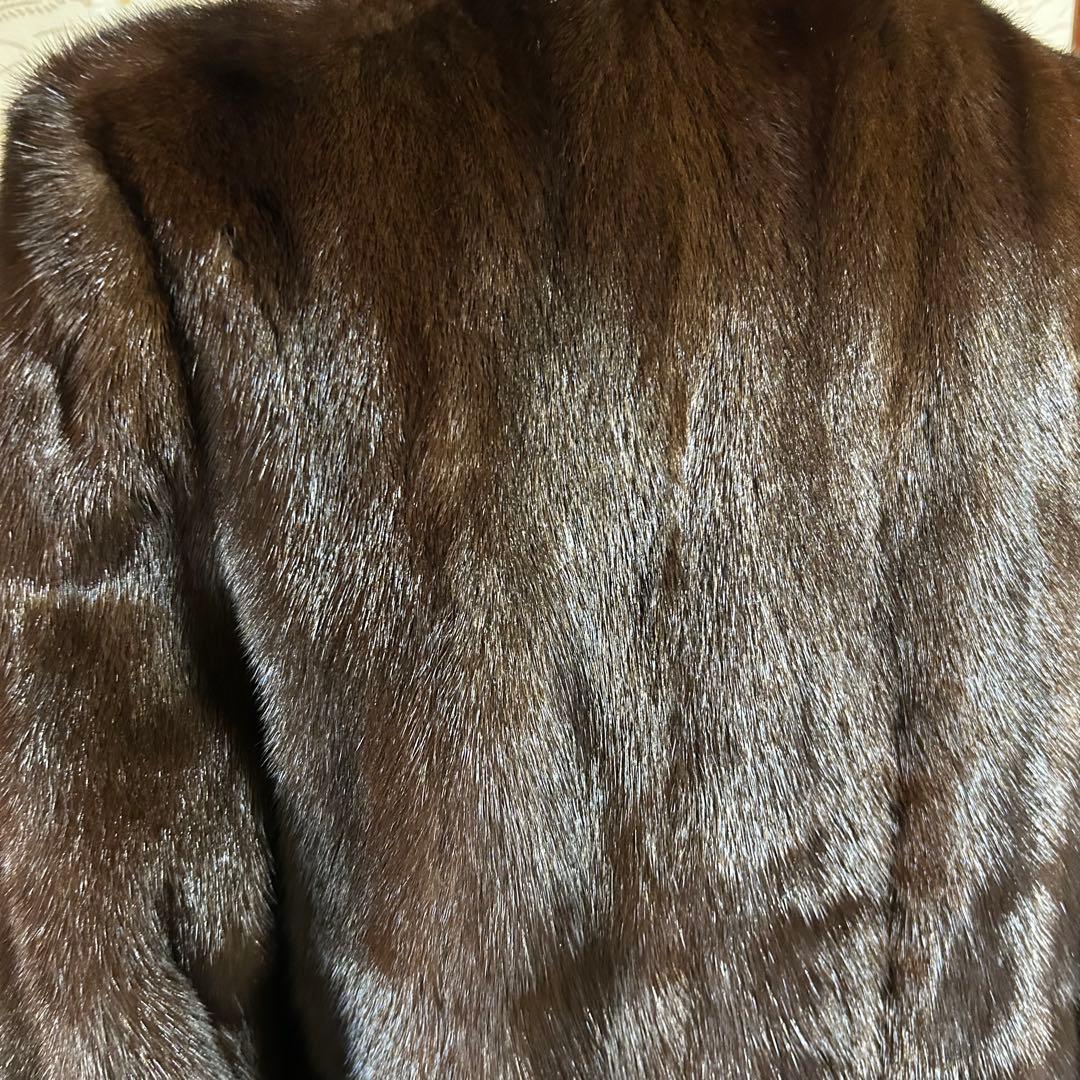美品 ミンク　ダークブラウン ファーコート　9号