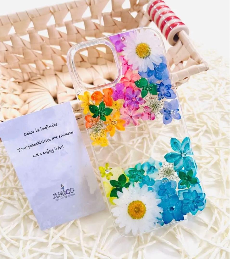 ハンドメイド押し花スマホケース　全機種対応