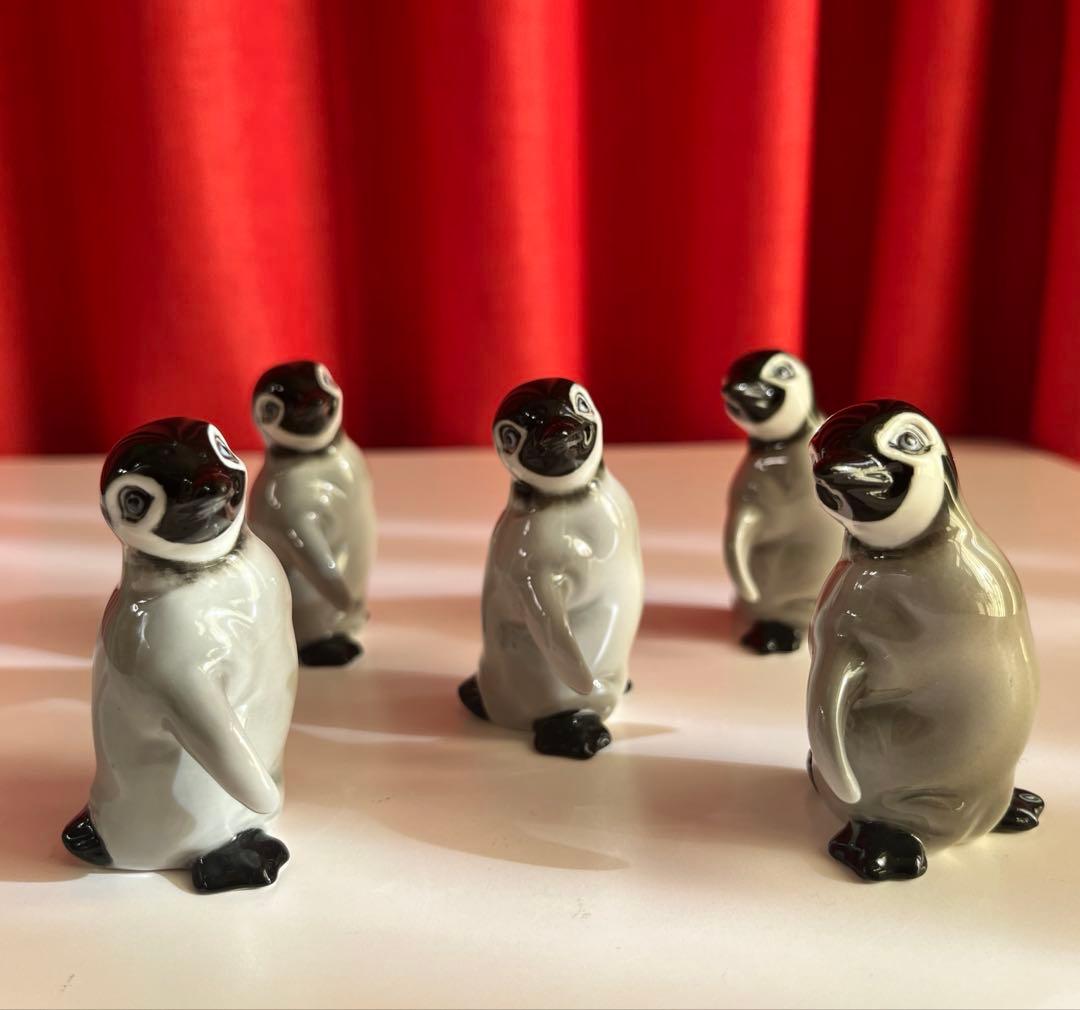 ドイツ　HUTSCHENREUTHER ペンギン　5体　フィギュリン　陶磁器