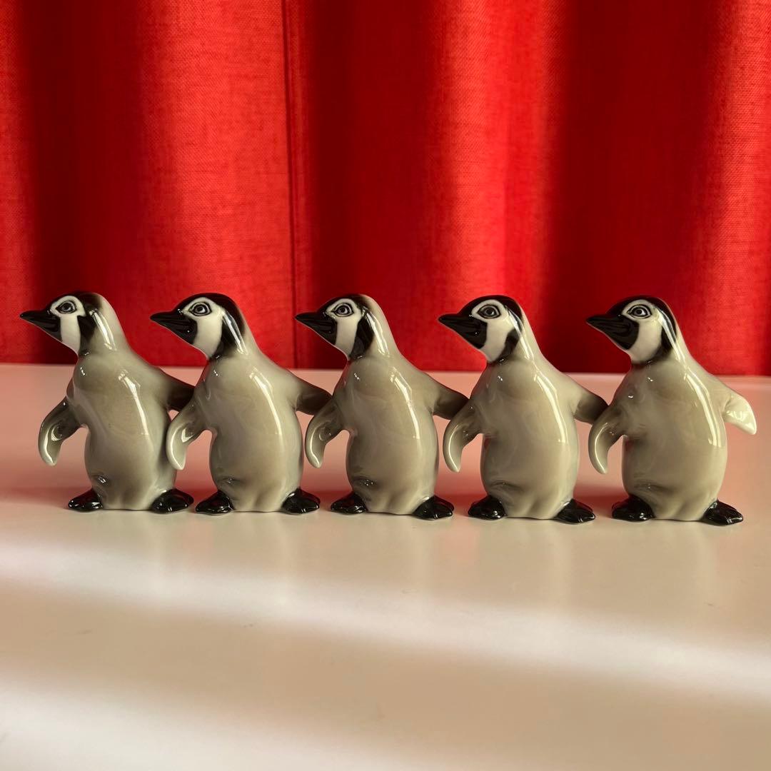 ドイツ　HUTSCHENREUTHER ペンギン　5体　フィギュリン　陶磁器