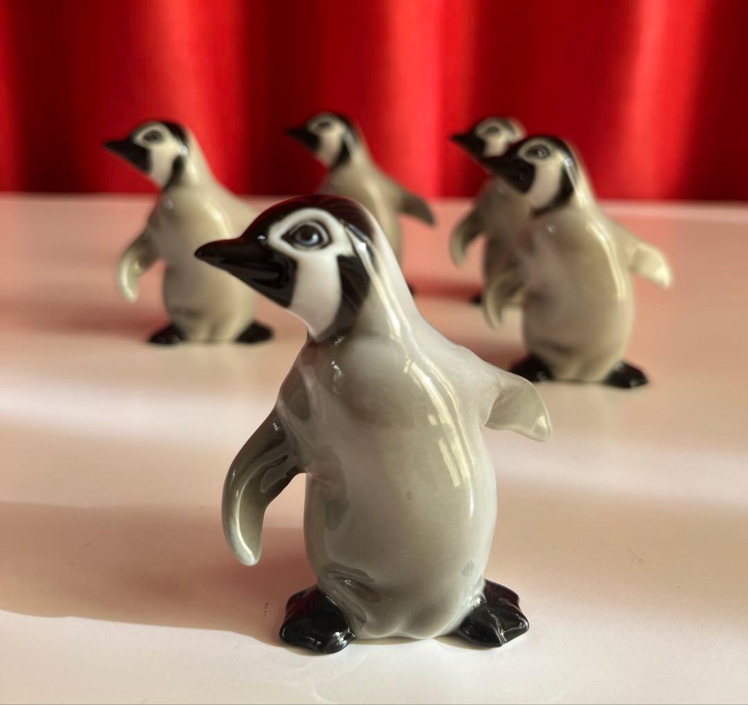 ドイツ　HUTSCHENREUTHER ペンギン　5体　フィギュリン　陶磁器