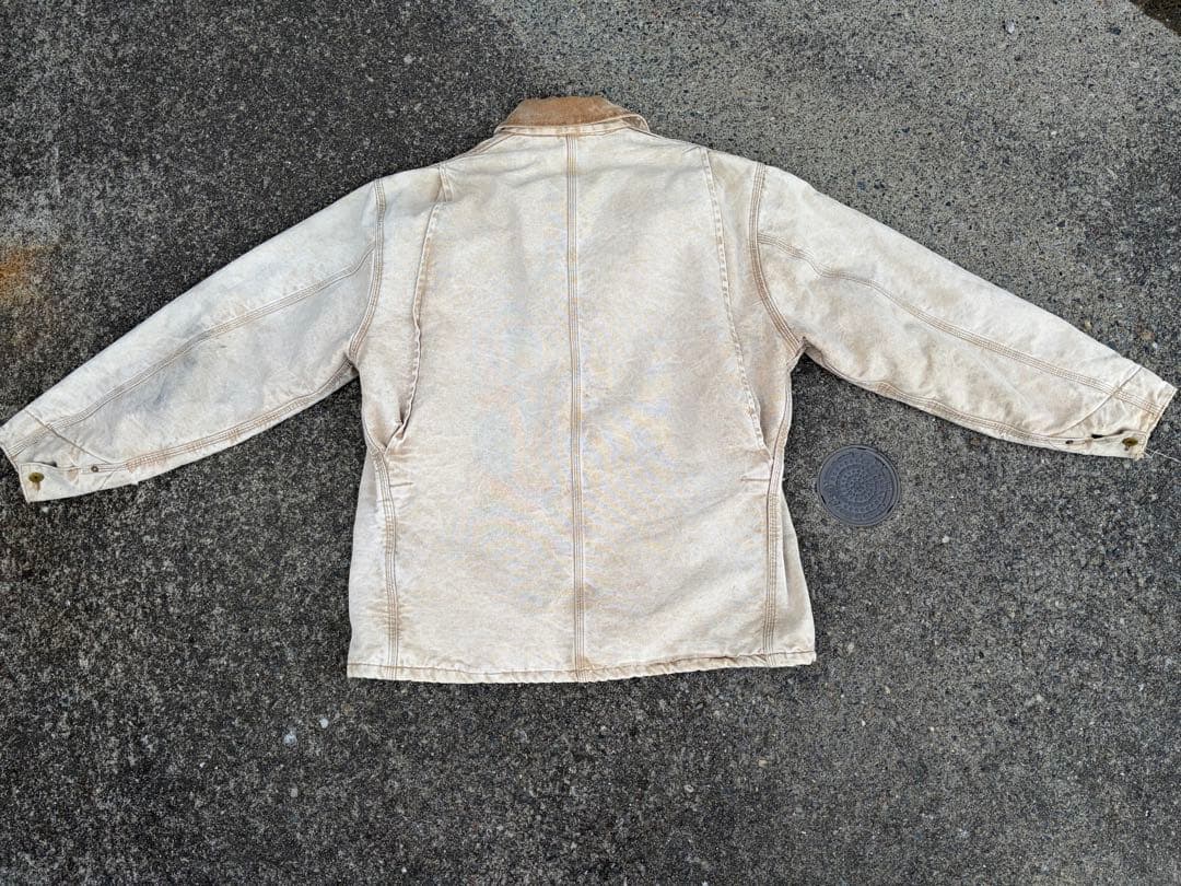 カーハート　ベージュ コーデュロイ襟 カバーオール　90s