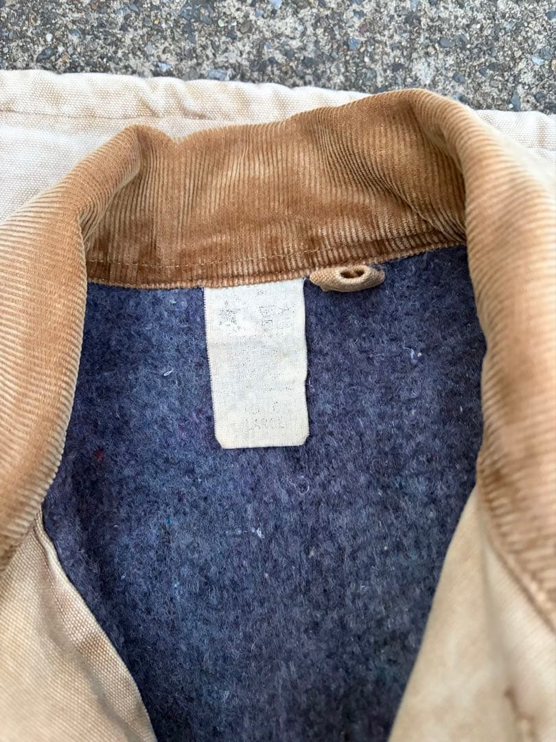 カーハート　ベージュ コーデュロイ襟 カバーオール　90s