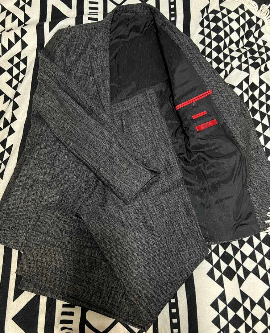 高級 HUGO BOSS ヒューゴボス セットアップ スーツ 48 M〜Lグレー