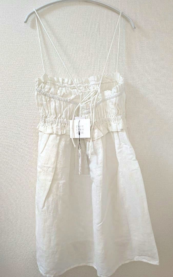 cotton linen long cami　White　CC-2523