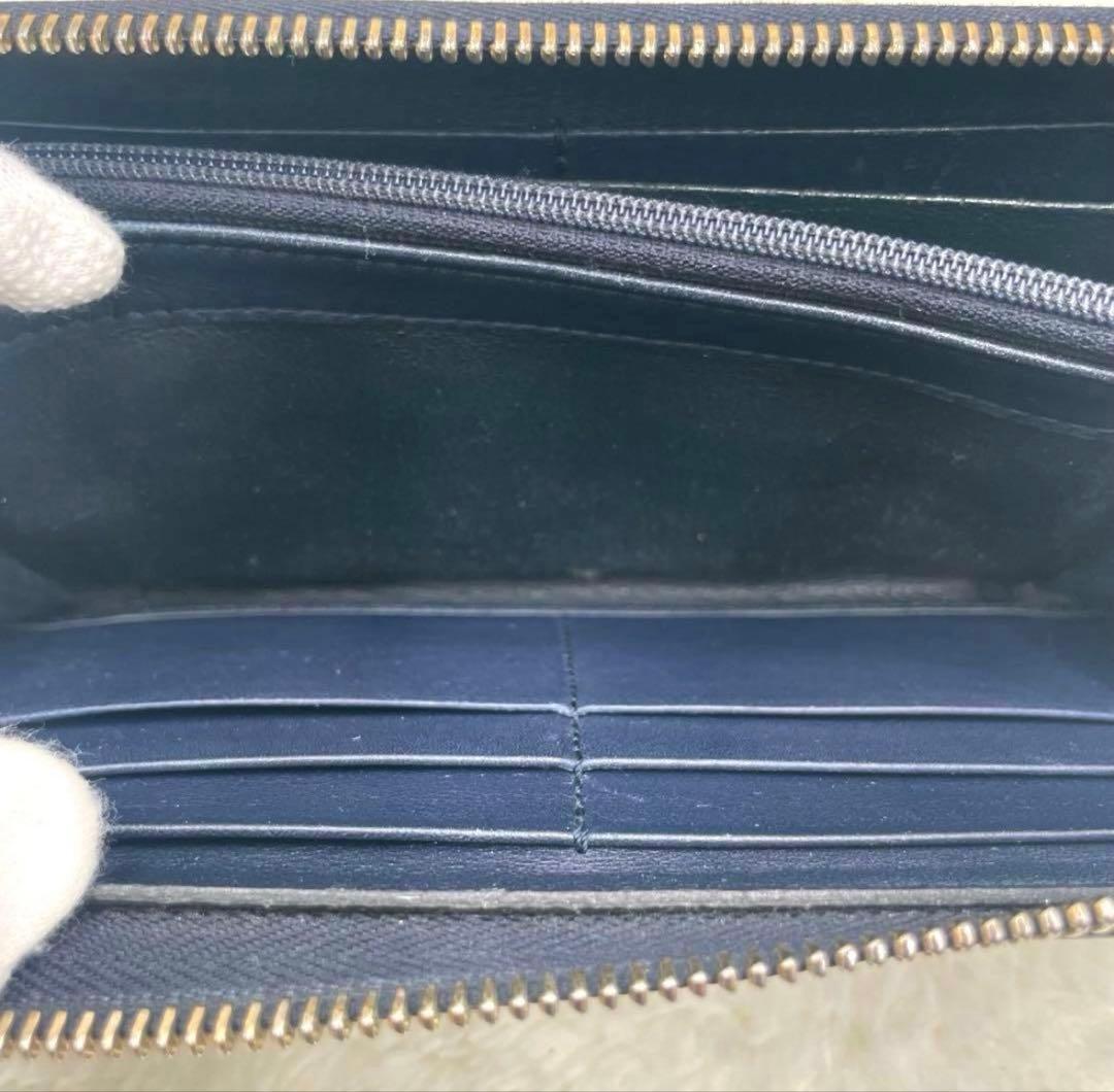 美品 グッチGUCCI 長財布 スーキー インターロッキング シマGG ネイビー