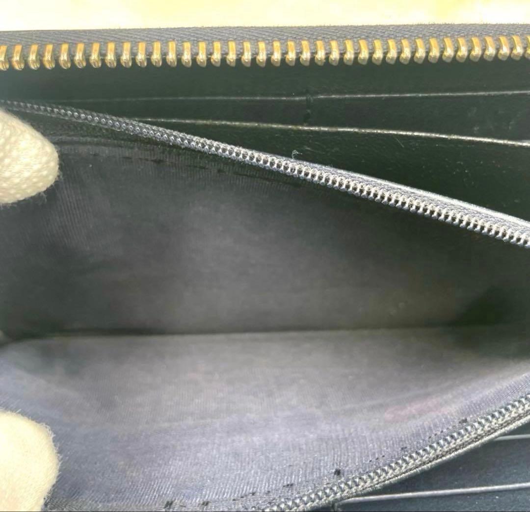 美品 グッチGUCCI 長財布 スーキー インターロッキング シマGG ネイビー