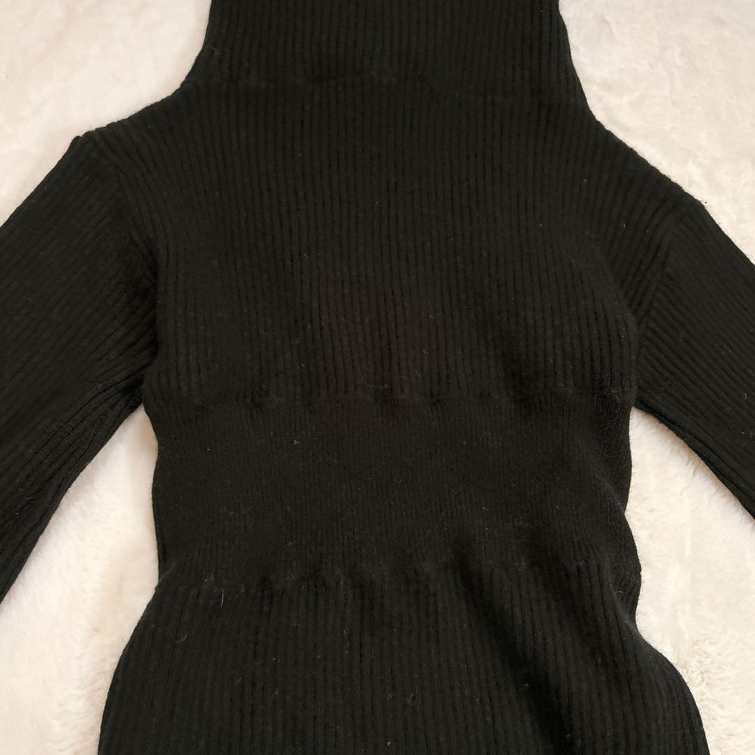 anuans オフショルナローニットワンピース ブラック Mサイズ ラクーン混