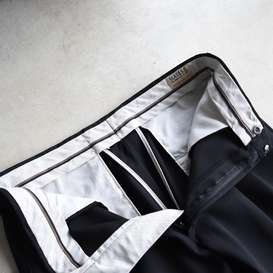 90s SLATES スレイツ ツータックスラックス黒 W34L30 ドッカーズ