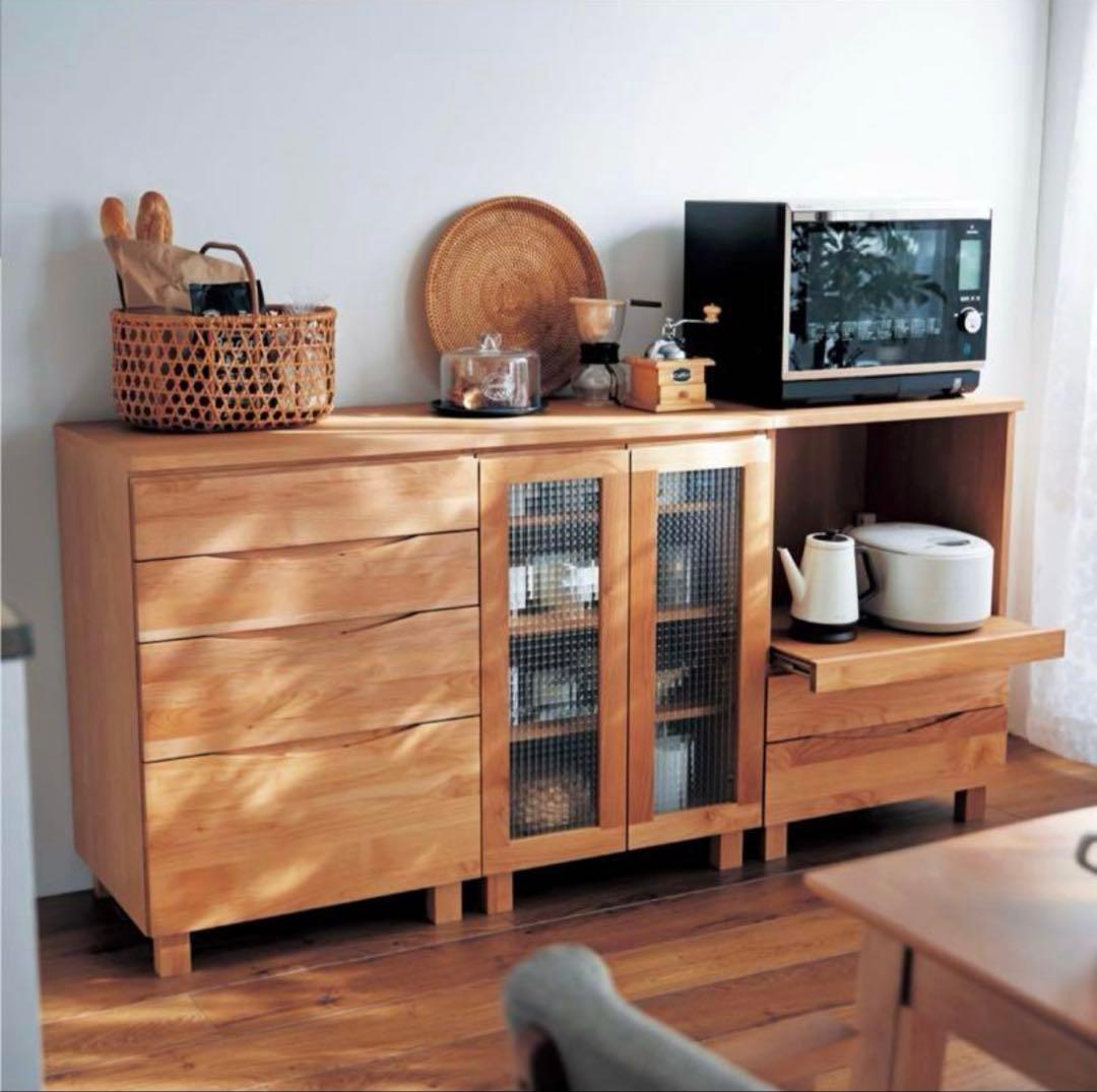 りんさま専用です⭐︎美品　ベルメゾン　ナチュラルウッド 食器棚 ガラス扉付き