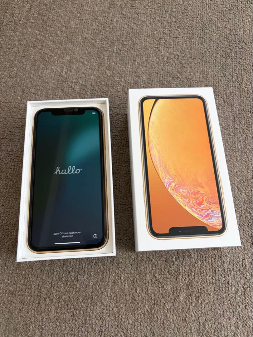 Apple iPhone XR 本体、64GB イエロー 箱、イヤホン付き
