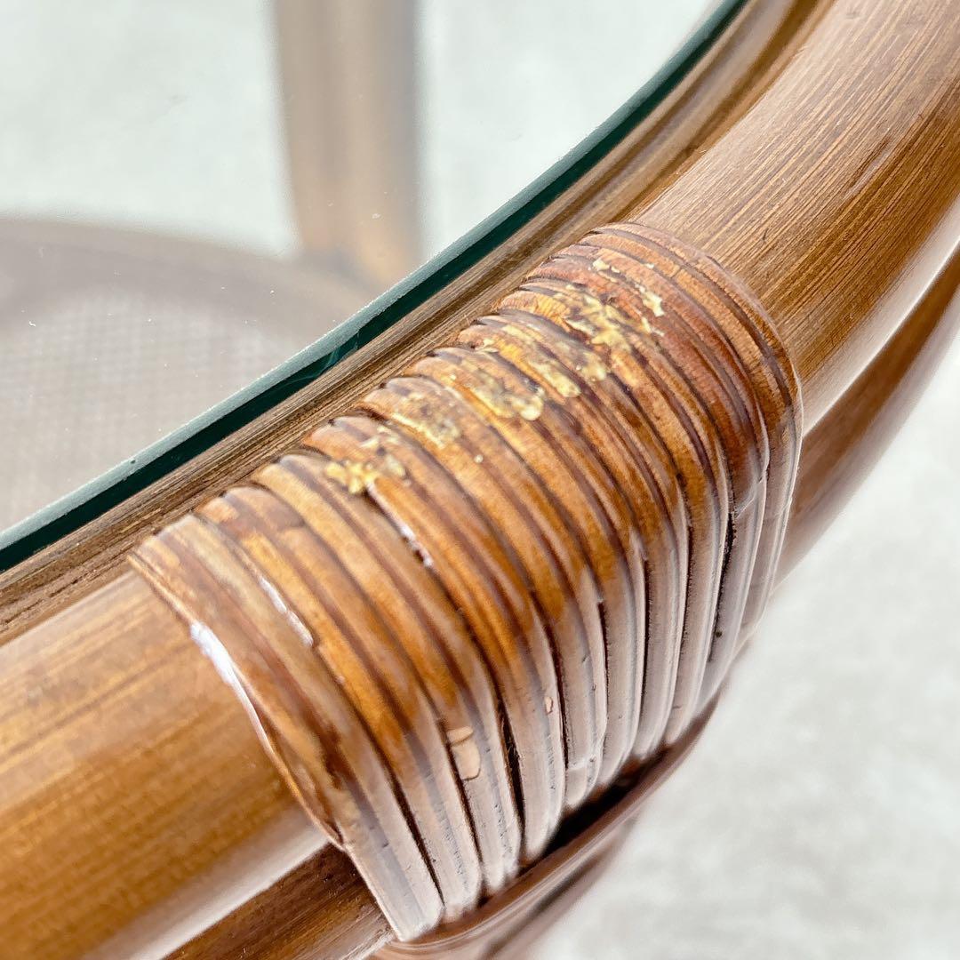 オールド 小泉】ガラストップ 籐 ラタンテーブル　　センターテーブル レトロ