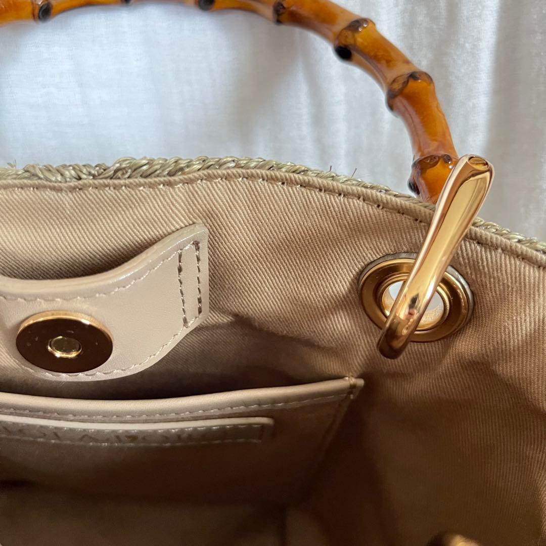 ヴィオラドーロ かごバッグ アバカメッシュ バンブーハンドル