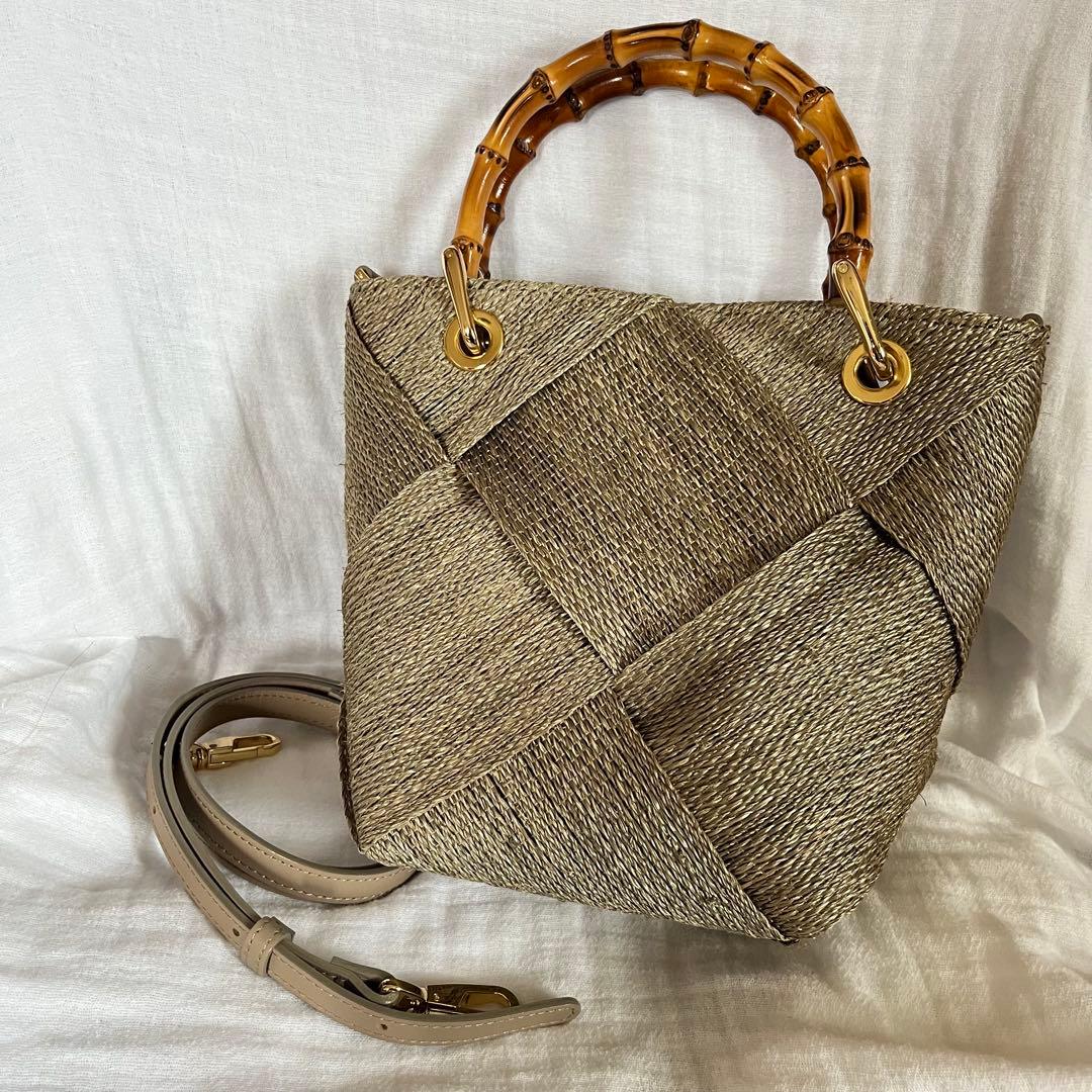 ヴィオラドーロ かごバッグ アバカメッシュ バンブーハンドル