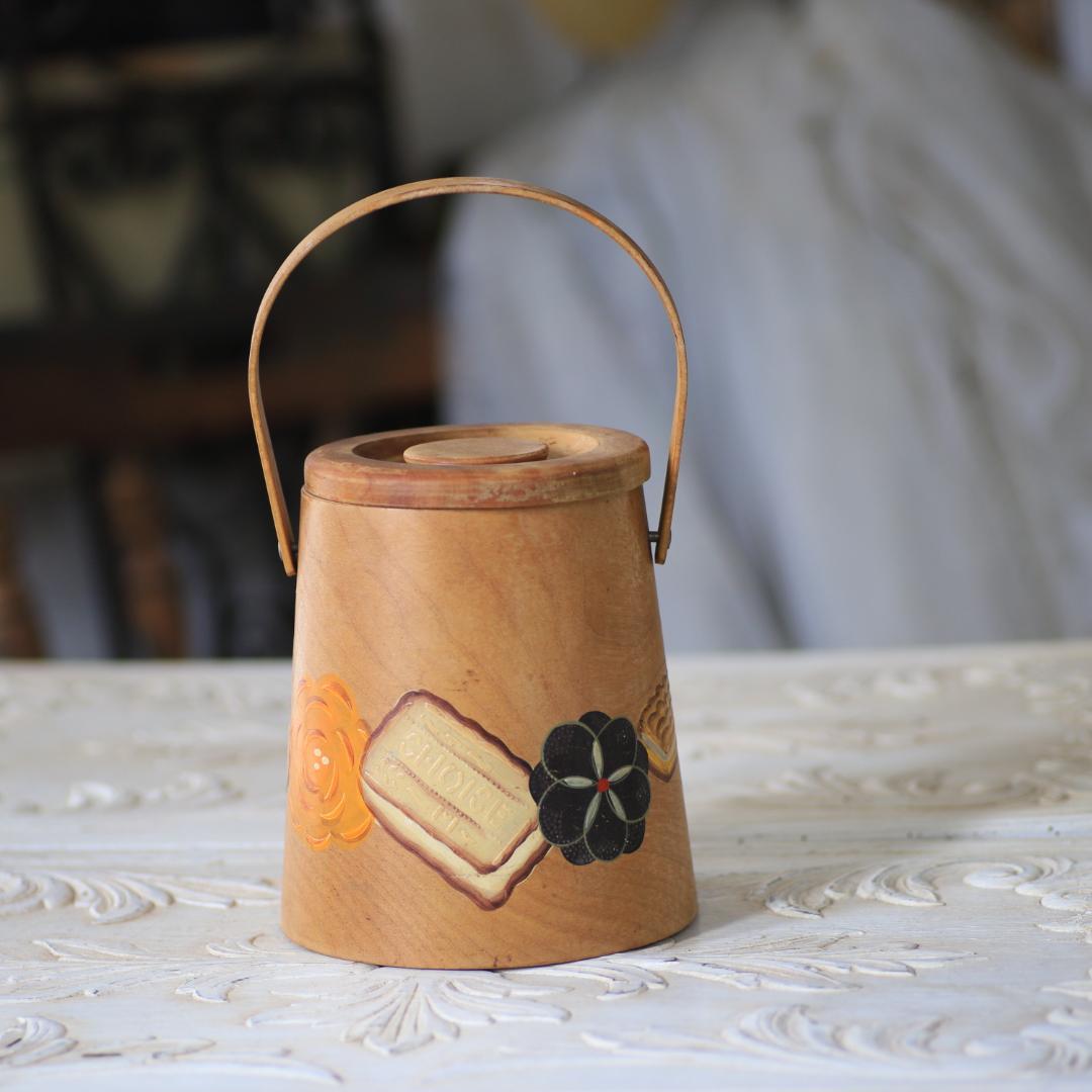 イギリスアンティーク 木製クッキージャー/フランス雅姫ヴィンテージ