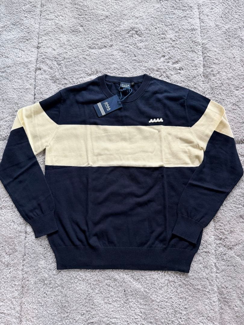 【新品】mutaMARINEコットンセーター　ネイビー×ホワイトXLサイズ