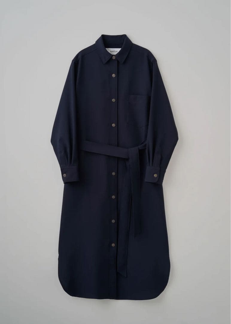 新品✨SOEJU ソフトオックスシャツワンピース　XSサイズ　ネイビー 現行品