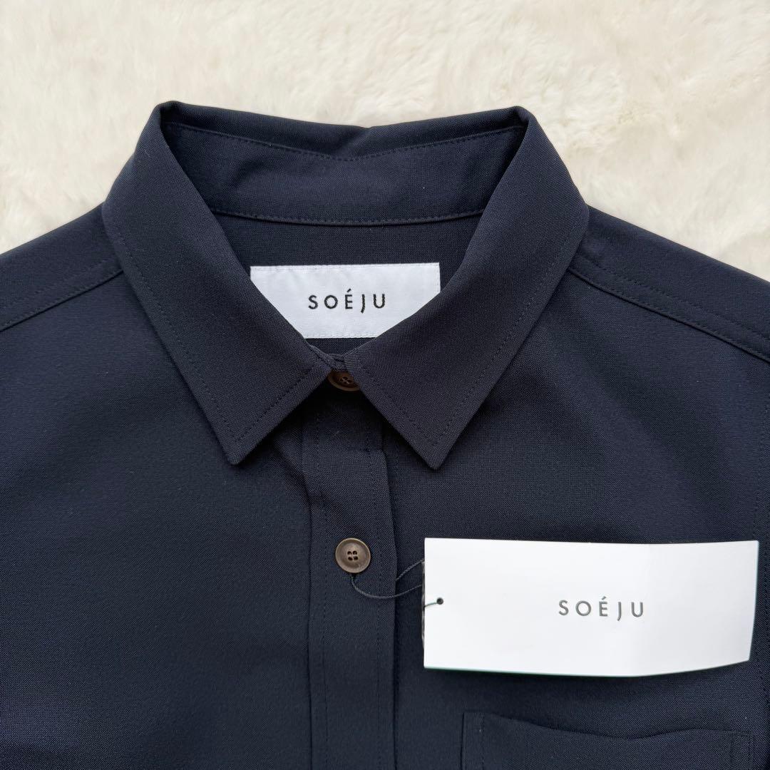 新品✨SOEJU ソフトオックスシャツワンピース　XSサイズ　ネイビー 現行品