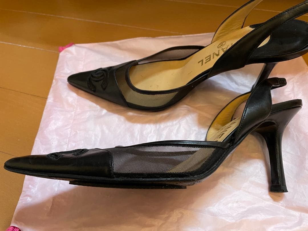 CHANEL ブラック ミュール サンダル　ヒール　パンプス