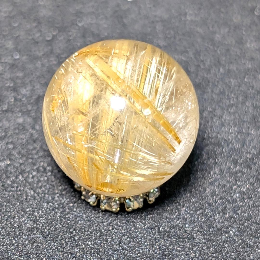 有馬英次　ゴールド タイチンルチル 13ミリ 1粒売り 貫通穴あり