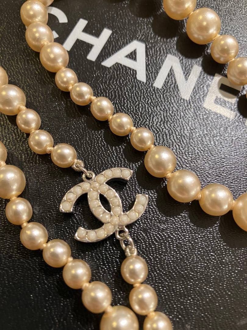 シャネル　ココマーク　パールネックレス　ロングネックレス　シャネル