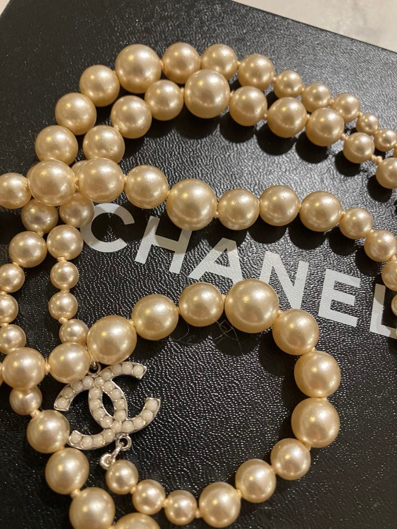 シャネル　ココマーク　パールネックレス　ロングネックレス　シャネル