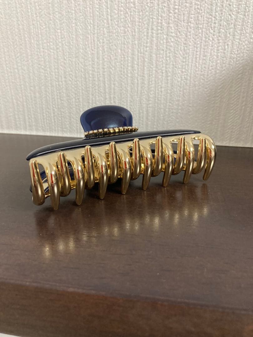 accaネイビー ヘアクリップ フランス製