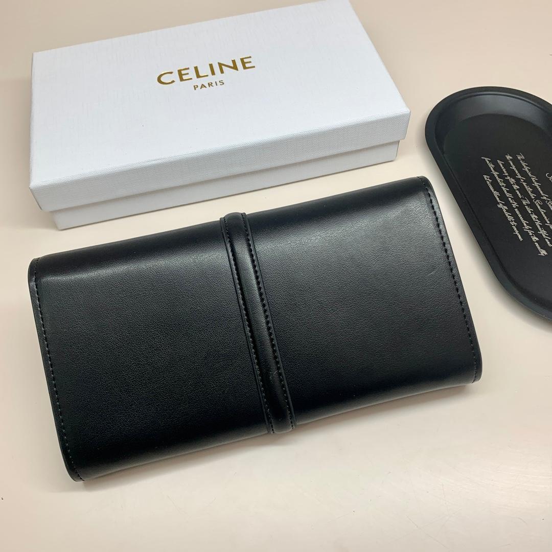 セリーヌ ブラック 長財布 レザー 二つ折り財布
