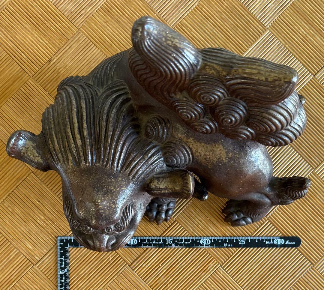 T*e様 SNT934 大型 備前焼 名工 木村長十郎友敬 獅子　唐獅子 狛犬