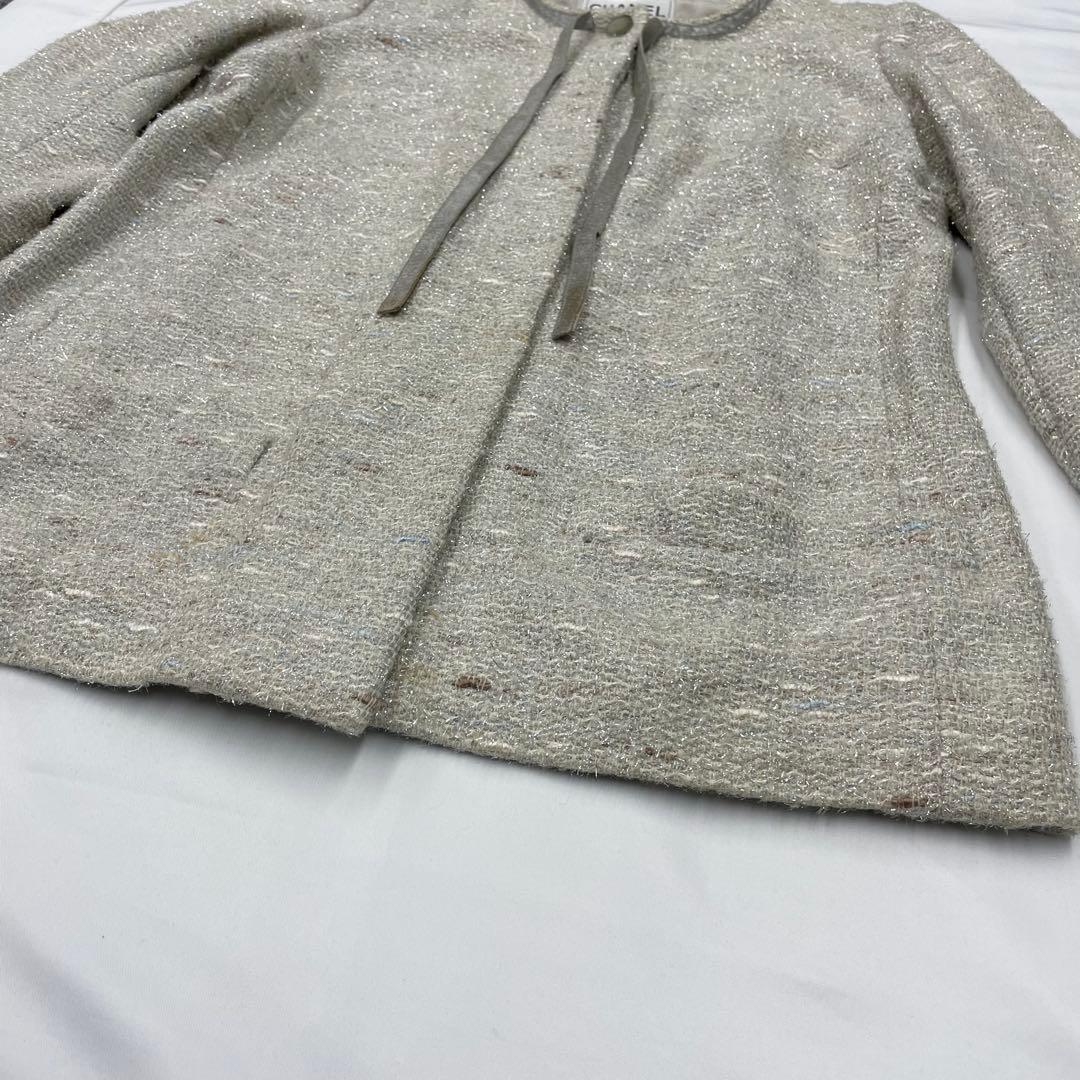 希少モデル✨CHANEL ツイード　ジャケット　グレー　リボン