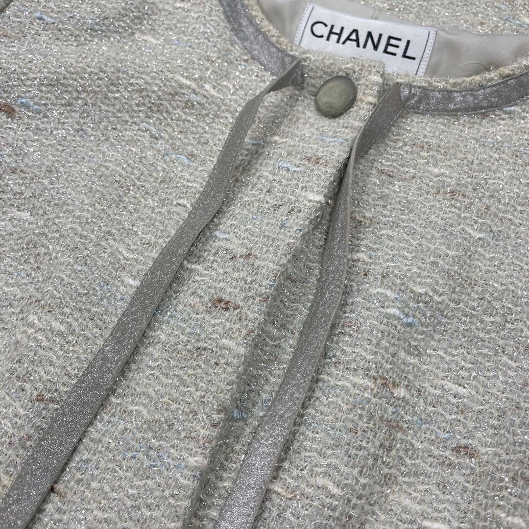 希少モデル✨CHANEL ツイード　ジャケット　グレー　リボン