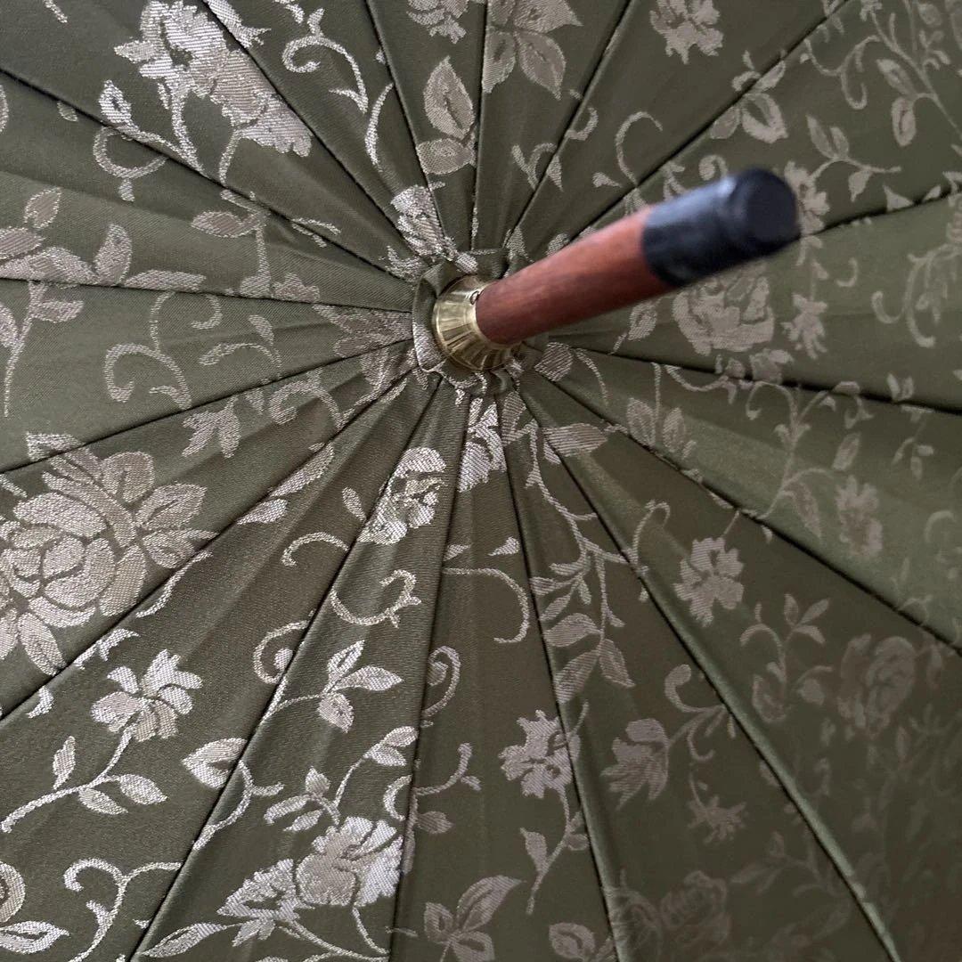 お値下げ　前原光榮商店オリーブグリーン 花柄 長傘