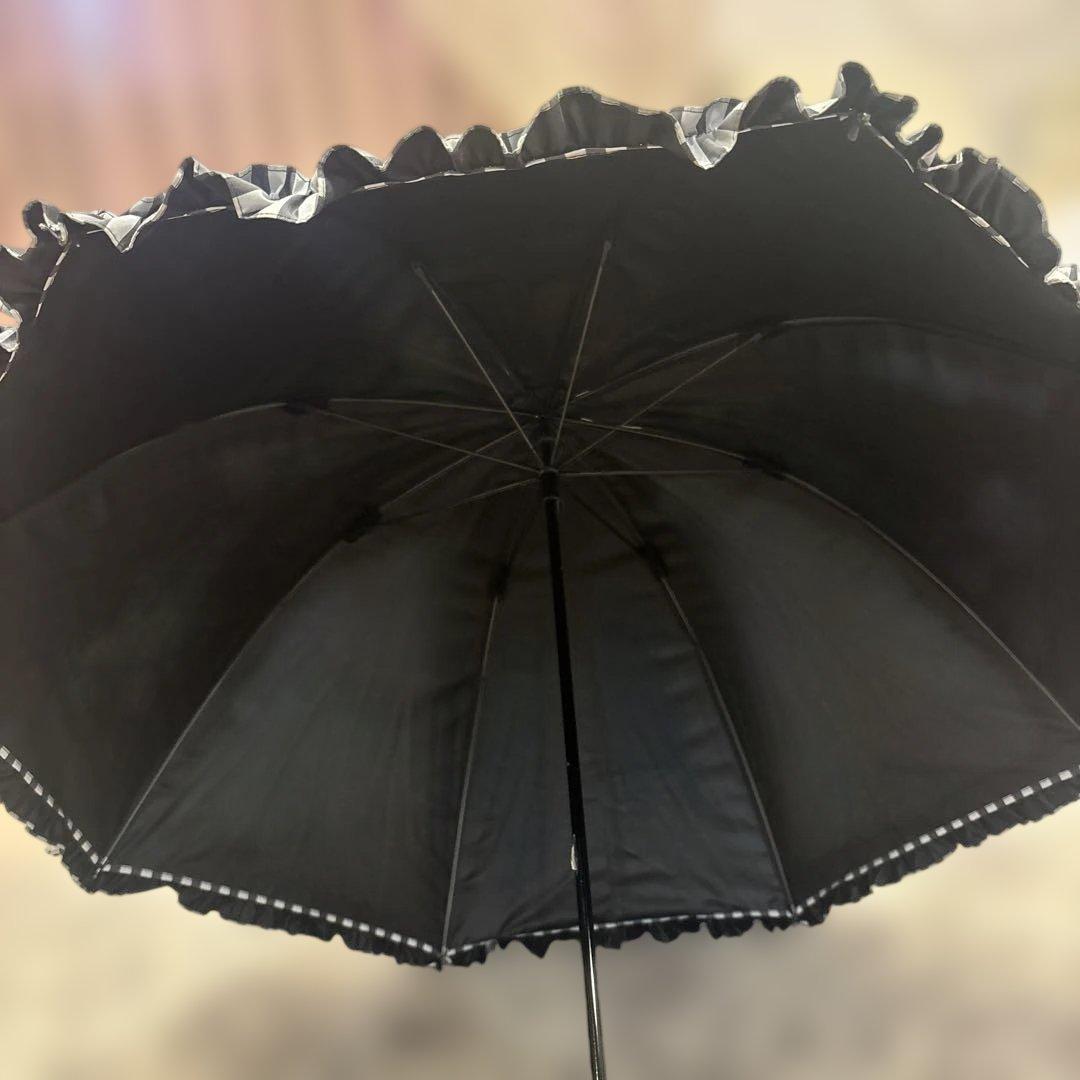 レア　サンバリア100 ドームフリル白黒ストライプ　茶手元