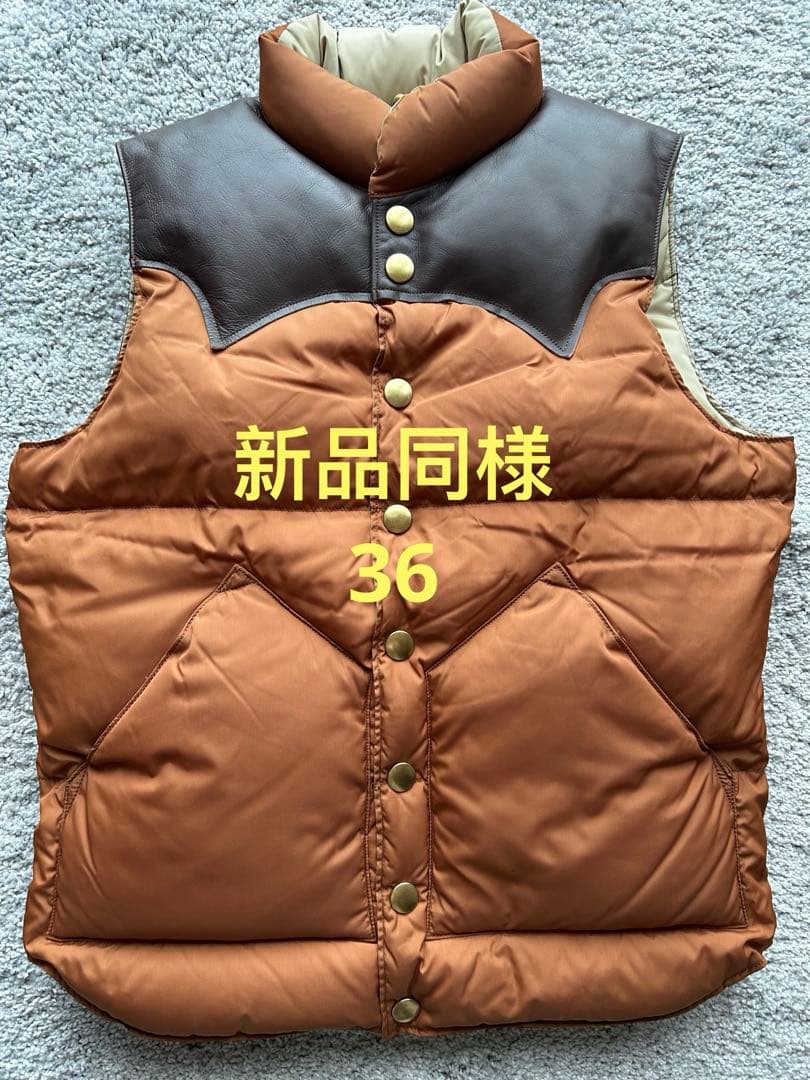 RockyMountainFeatherbedダウンベスト 36レザーヨーク美品