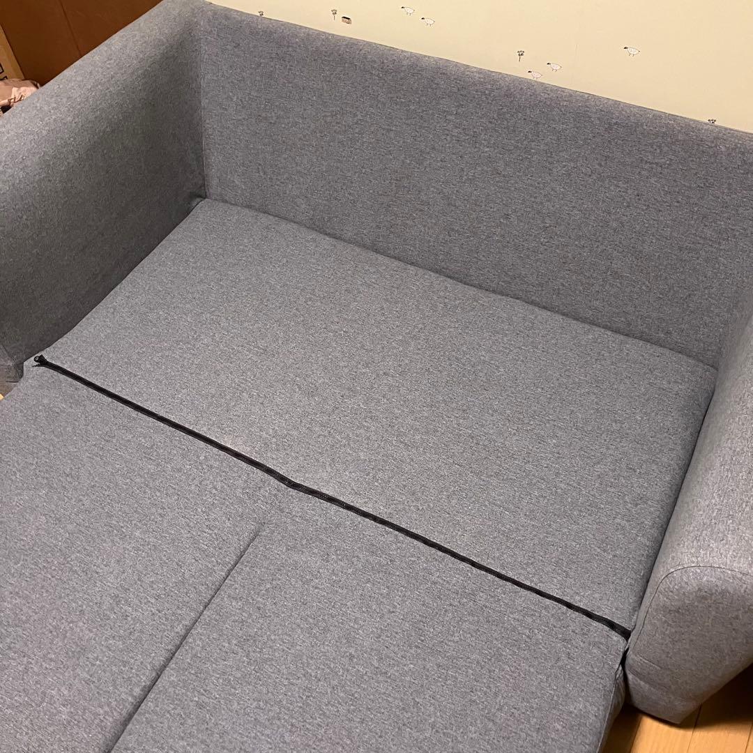 ニトリ ソファベッド セミダブル ソファー 2人掛け 肘掛け グレー カバー付き
