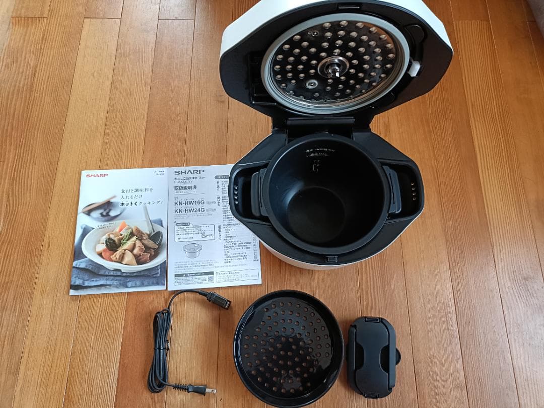 【美品】SHARP ホットクック 1.6 ホワイト KN-HW16G-W 保証付