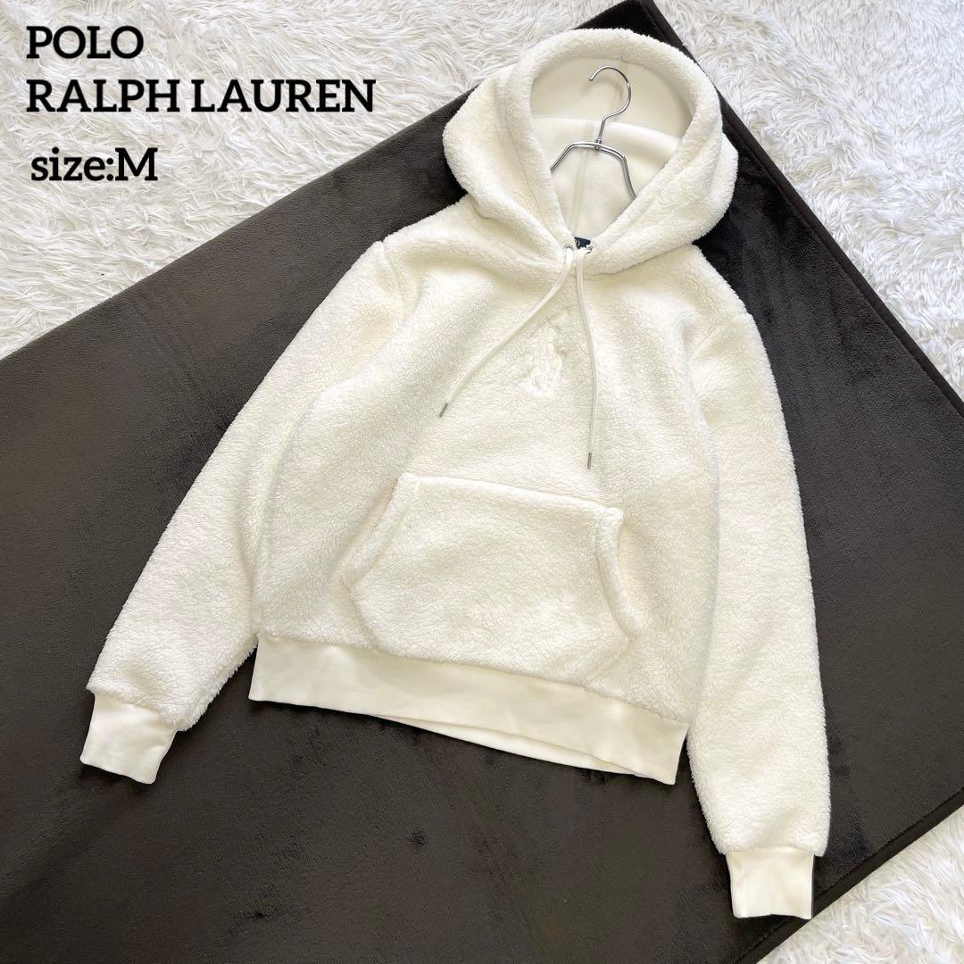 極美品✨ポロラルフローレン ボアパーカー フリース ビッグポニー 現行 白 M