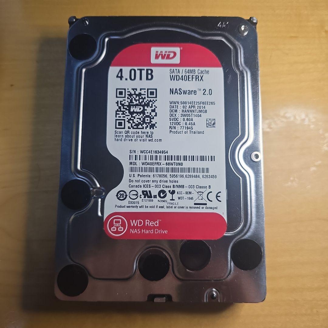 【中古】WD Red WD40EFRX SATA3.0 5400rpm 64MB
