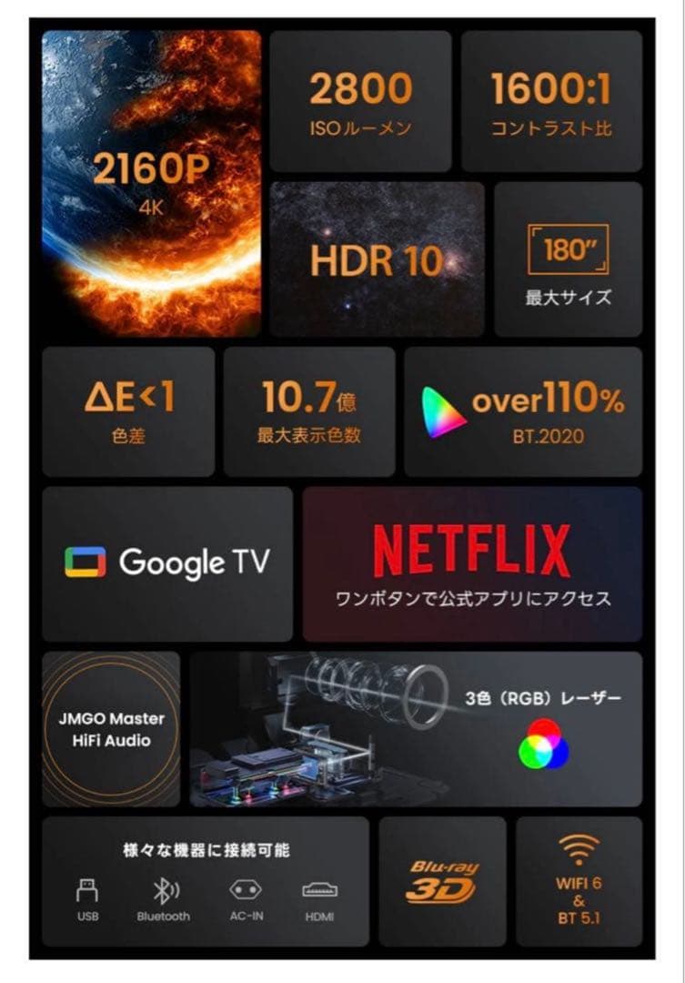 JMGO n1s ultra 4k プロジェクター