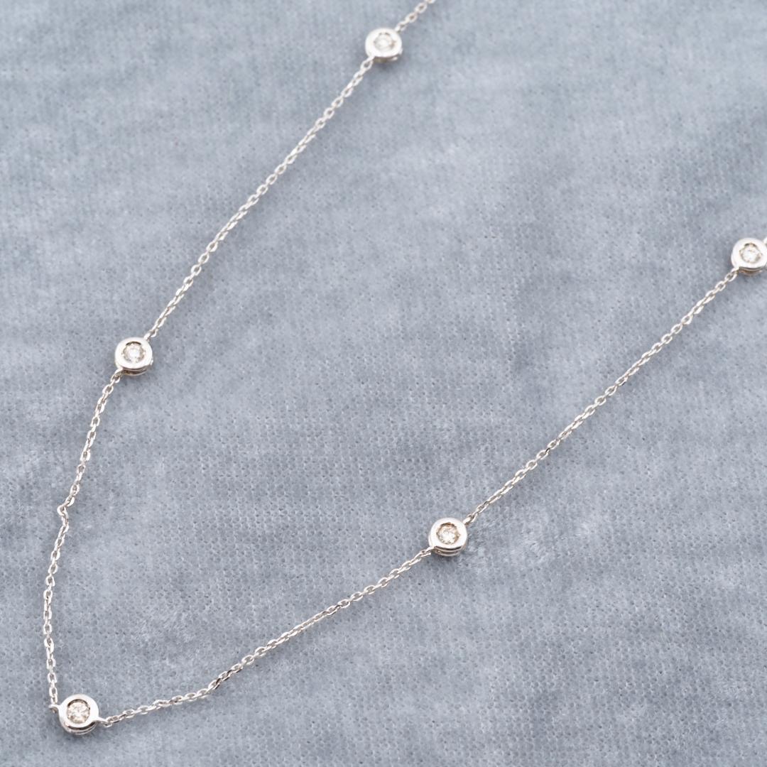 ダイヤ 0.16ct ステーション 5P ネックレス K18WG