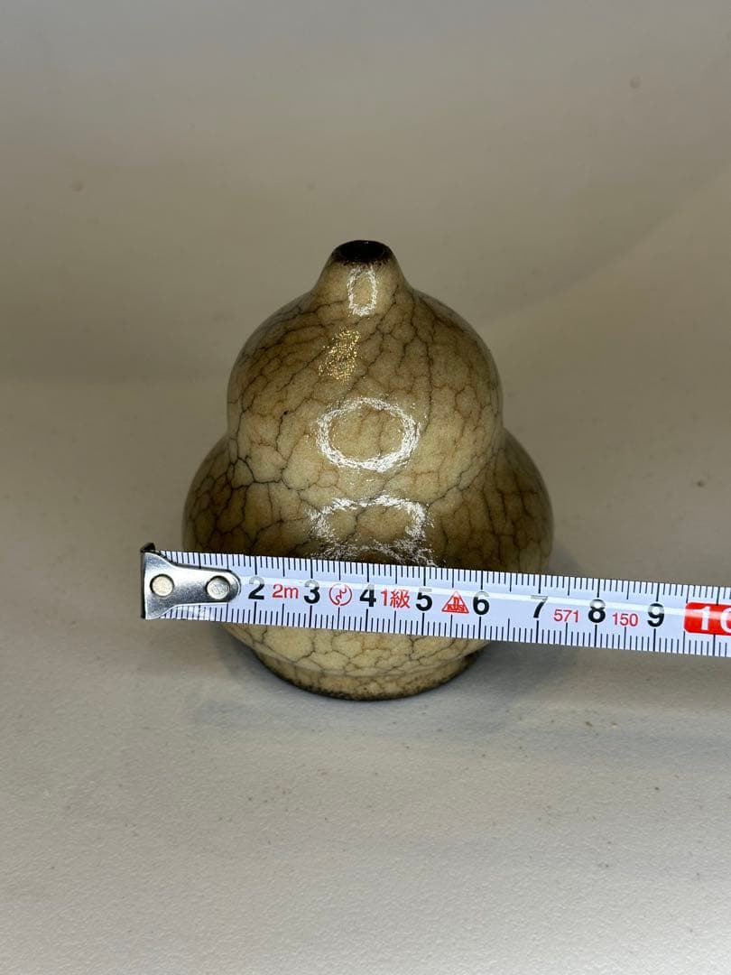 葫蘆形 香炉 陶器 開片釉 茶道具 香道具 置物 賞瓶 中国古陶 煎茶道具