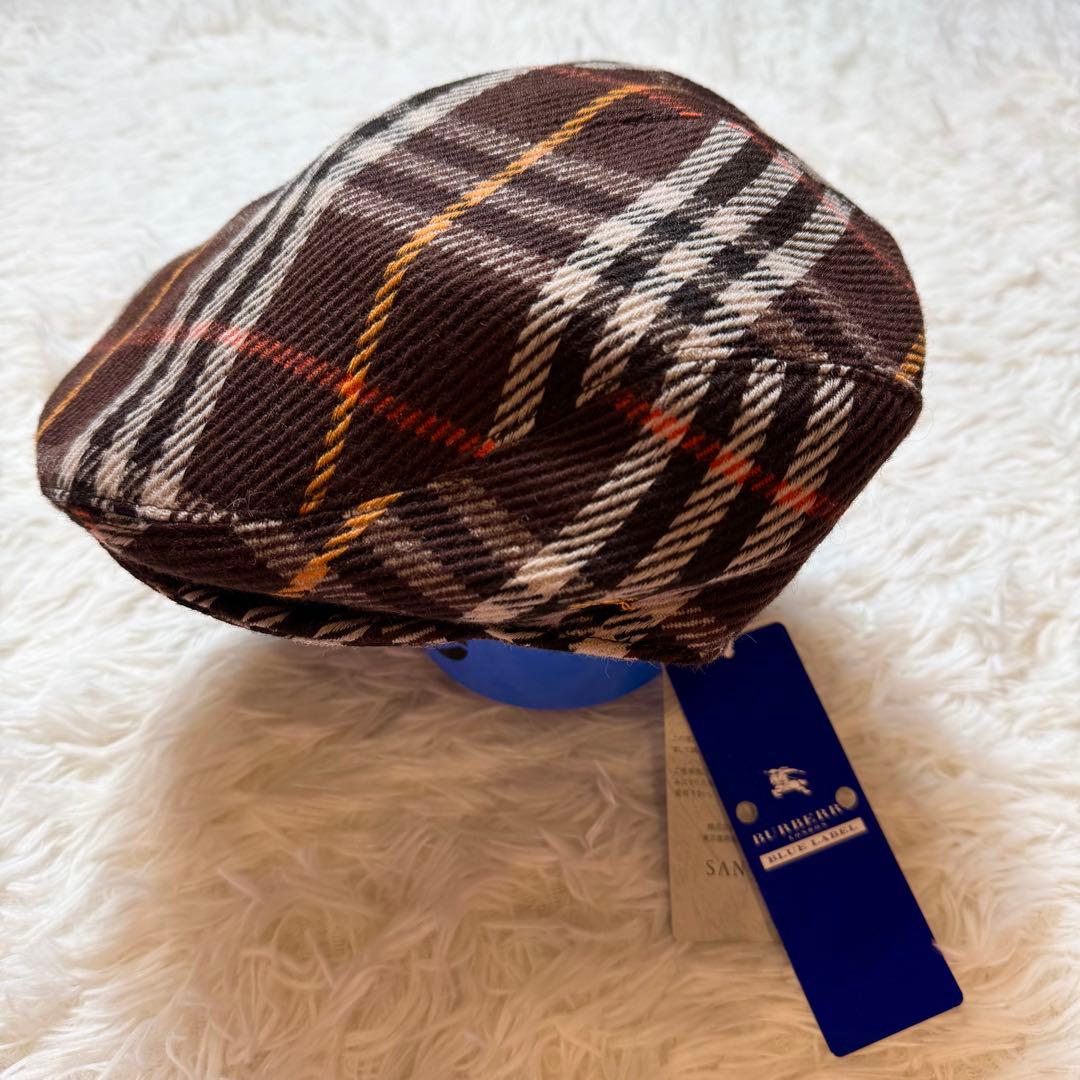 未使用タグ付き バーバリーブルーレーベル ノバチェック柄 ハンチング ベレー帽